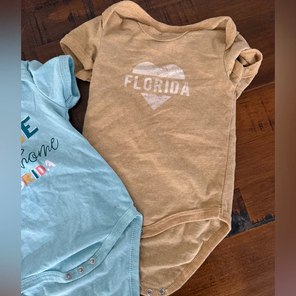 Blue and Tan Florida Baby Onesies